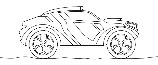 Buggy rally sports car coloring book page off road vehicle outline vector illustration stock illustration