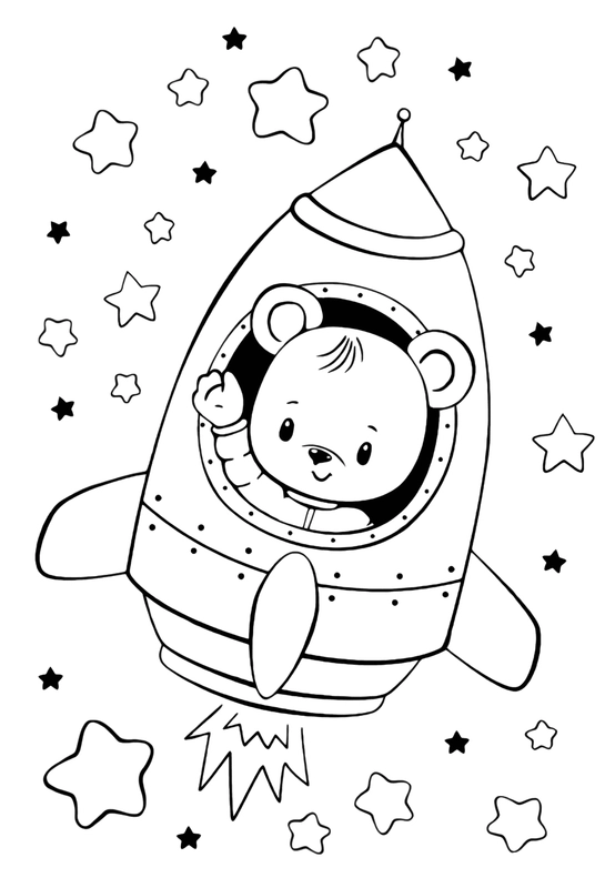 Ðï kawaii bear in rocket