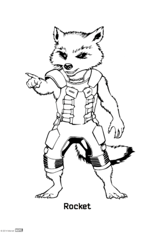 Rocket raccoon from guardians of the galaxy coloring page free printable coloring pages