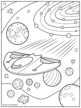 Rocket ship spaceship and ufo coloring pages pdf by tims printables