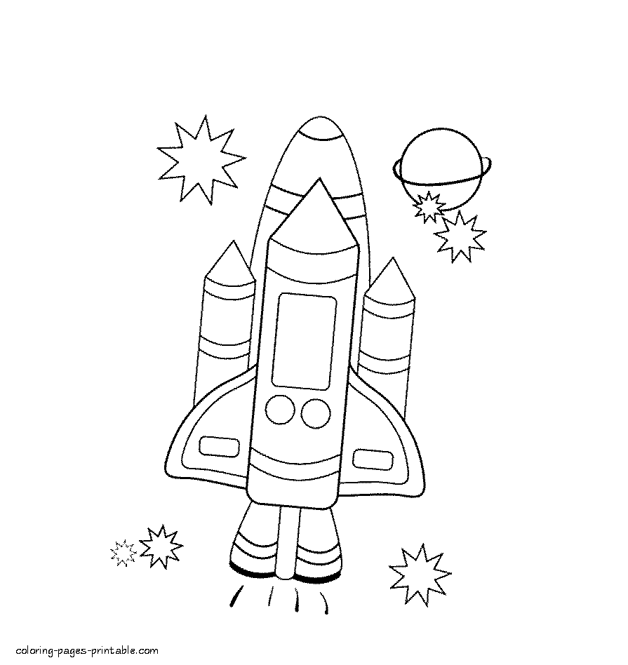 Space coloring page rocket ship coloring