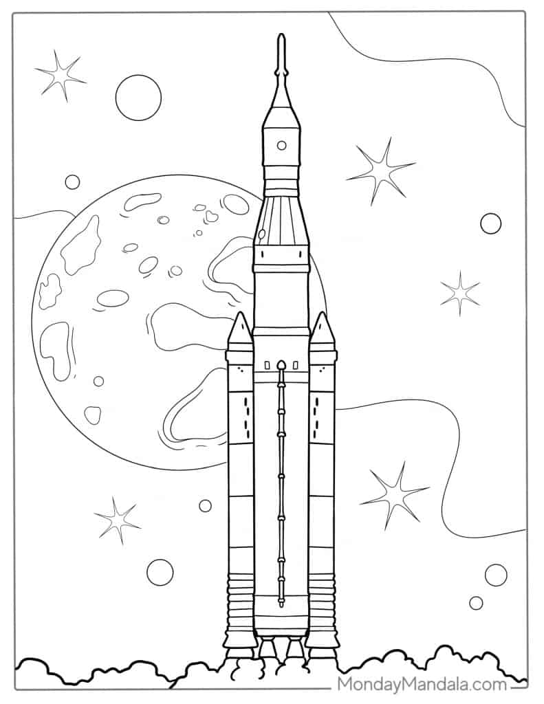 Rocket coloring pages free pdf printables