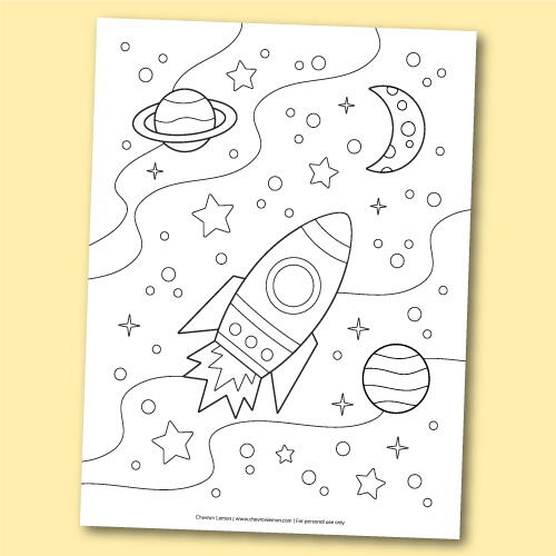 Printable space coloring page