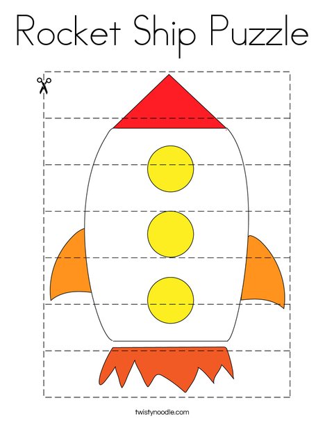 Rocket ship puzzle coloring page