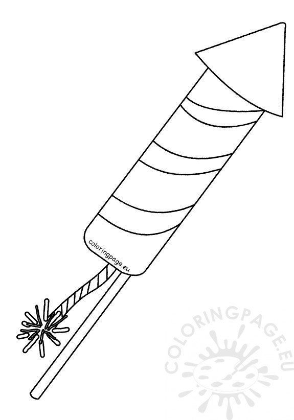 Striped firework rocket template printable coloring page