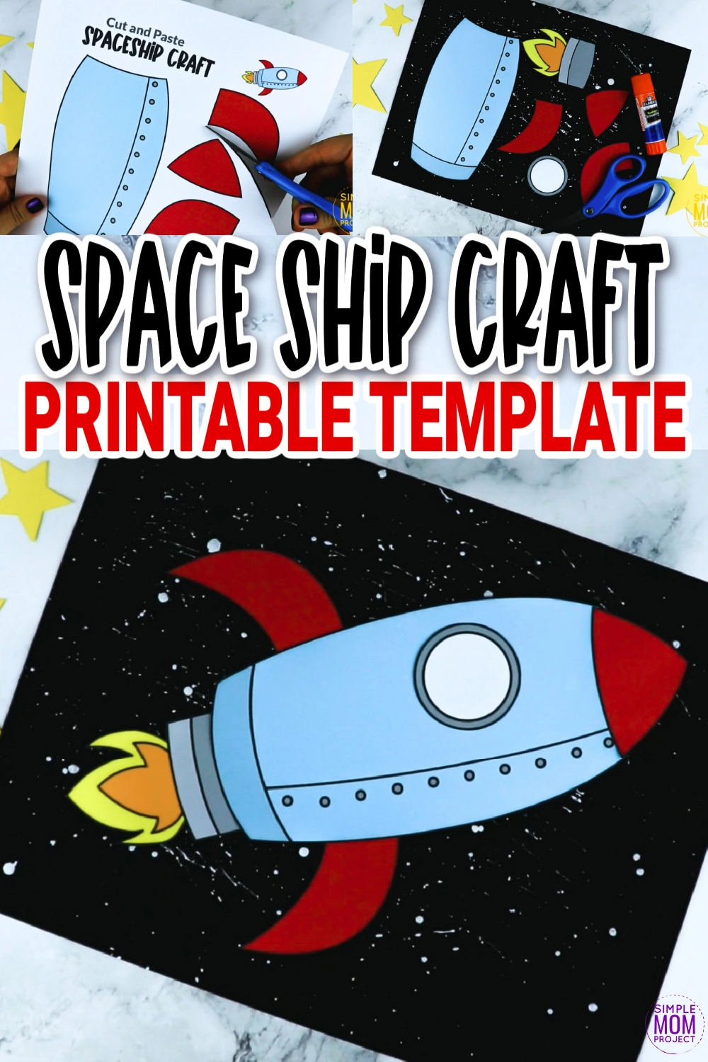 Cut and paste rocket ship craft with spaceship template â simple mom project