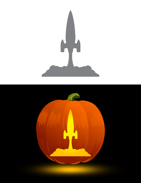 Printable rocket launch pumpkin stencil