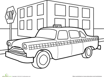 Taxi worksheet education coloring pages printables free kids coloring for kids free