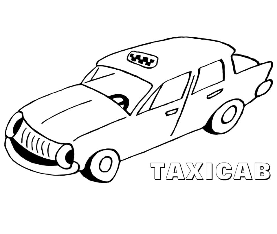 Cartoon taxi cab coloring page