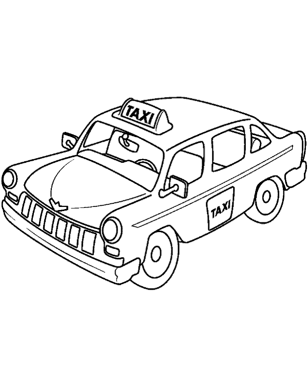 Printable taxi cab coloring sheet