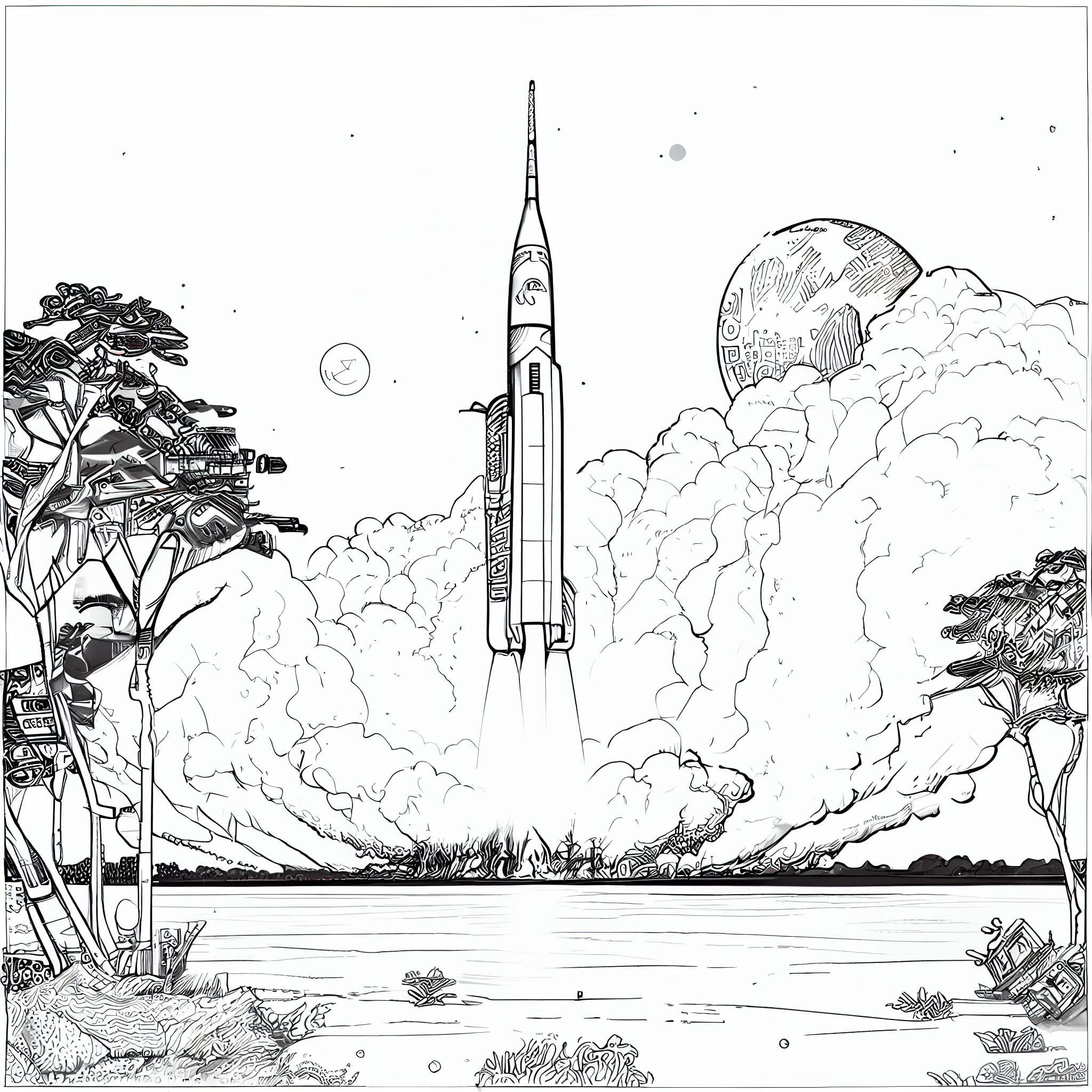 Ready for launch nasa rocket coloring pages for kids and adults instant download for personal artistic enjoyment print paint