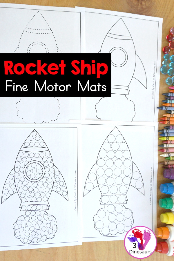 Free rocket ship fine motor mat printables dinosaurs