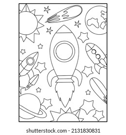 Printable space coloring pages kids stock vector royalty free