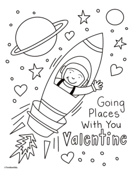 Valentine rocket coloring sheet by tote box kids tpt