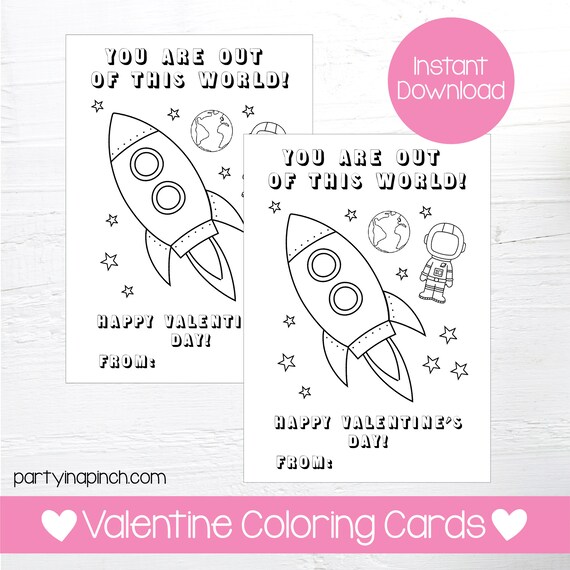 Rocket valentine coloring pages rocket valentine valentines day outspace coloring printable coloring card instant download digital