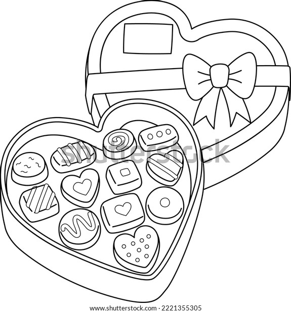 Valentines day chocolate heart isolated coloring stock vector royalty free