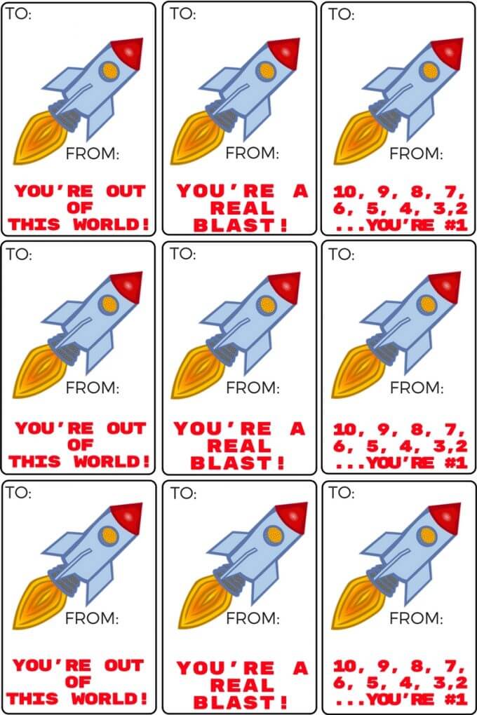 Rocket valentines free printable