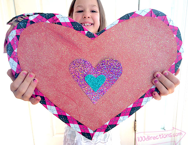 Diy heart shaped valentine box with recycled cardboard