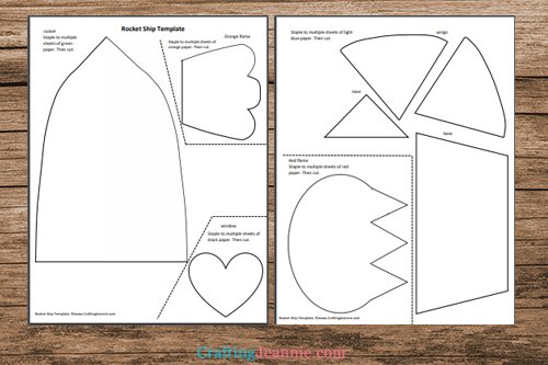 Valentine rocket ship craft with template