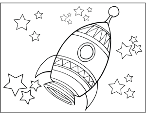 Cute rocketship coloring page