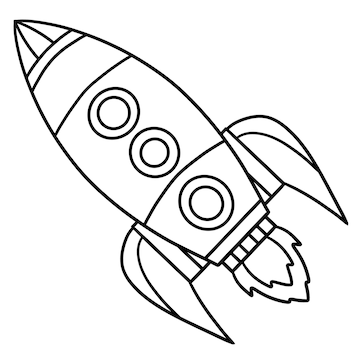 Premium vector rocket ship isolated coloring page for kids