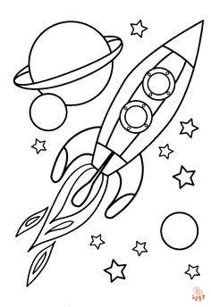 Spaceship coloring pages blast off with