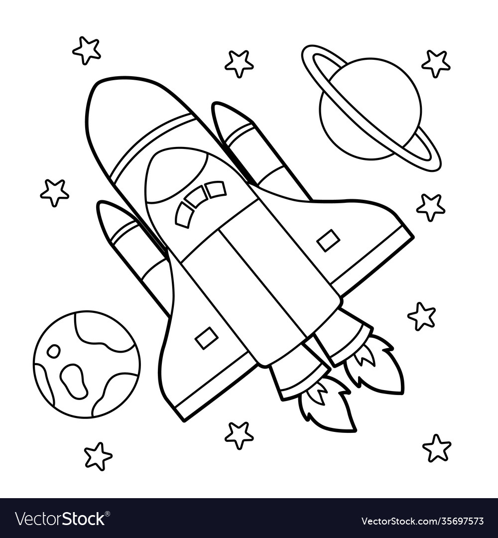 Rocket coloring page royalty free vector image