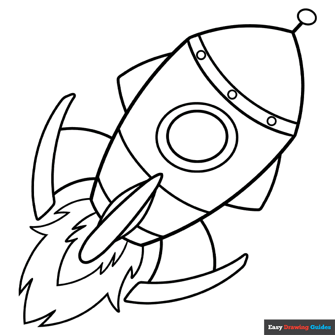 Cartoon spaceship coloring page easy drawing guides