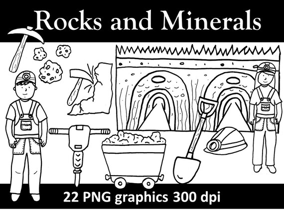 Minerals and rocks clipart set