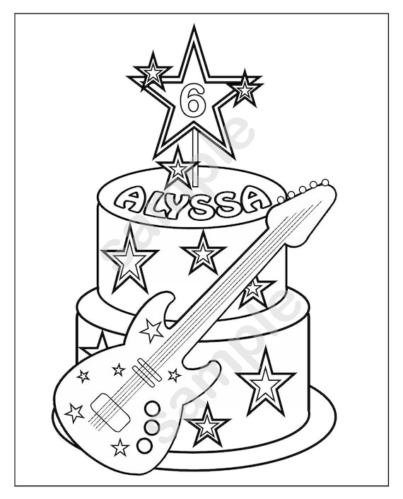 Personalized rockstar coloring page birthday party favor colouring activity sheet personalized printable template