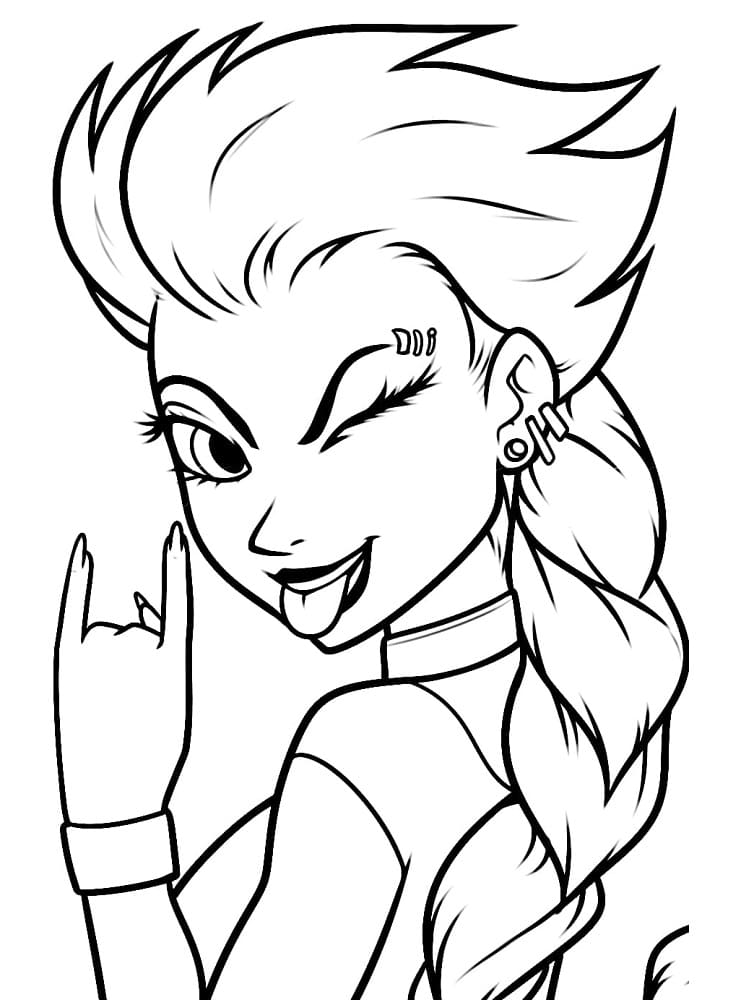 Elsa rockstar coloring page