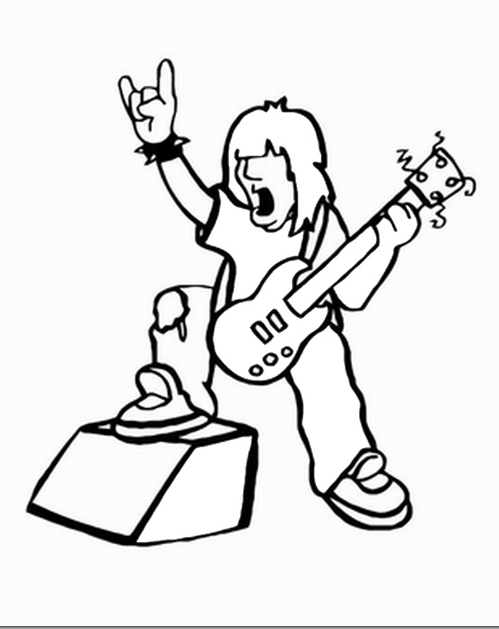 Rock star coloring pages â birthday printable