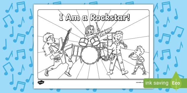 Ð i am a rockstar colouring page teacher made