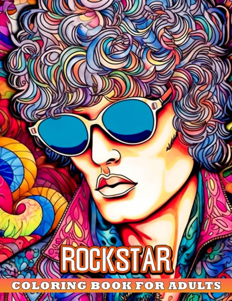 Rockstar coloring book for adults rocknroll colouring pages for men women or musics fans drawing gifts illustrations pages for relaxation maddox aryan books