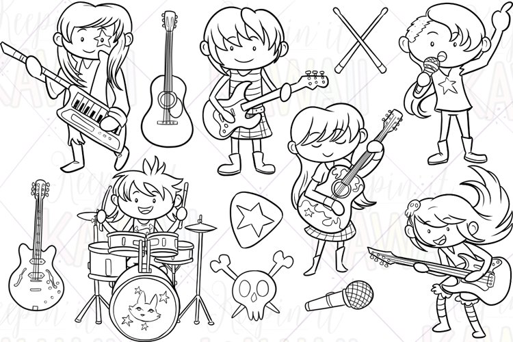 Rock star girls digital stamps