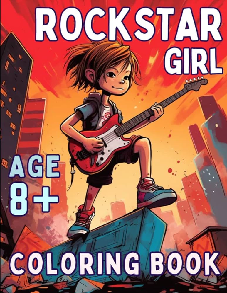 Rockstar girl loring book for kids unique gifts for rockstar music lovers awesome art loring images sosnowski books