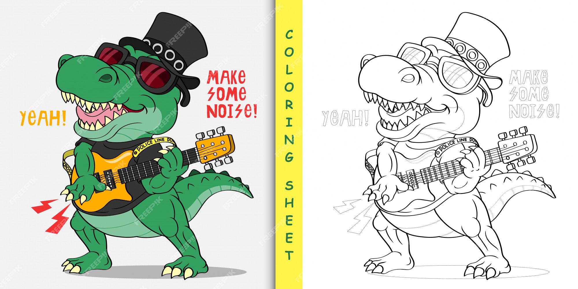 Premium vector cartoon crocodile the rock star coloring sheet