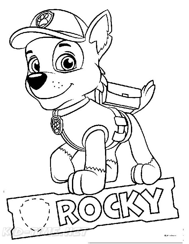 Rocky paw patrol coloring book page