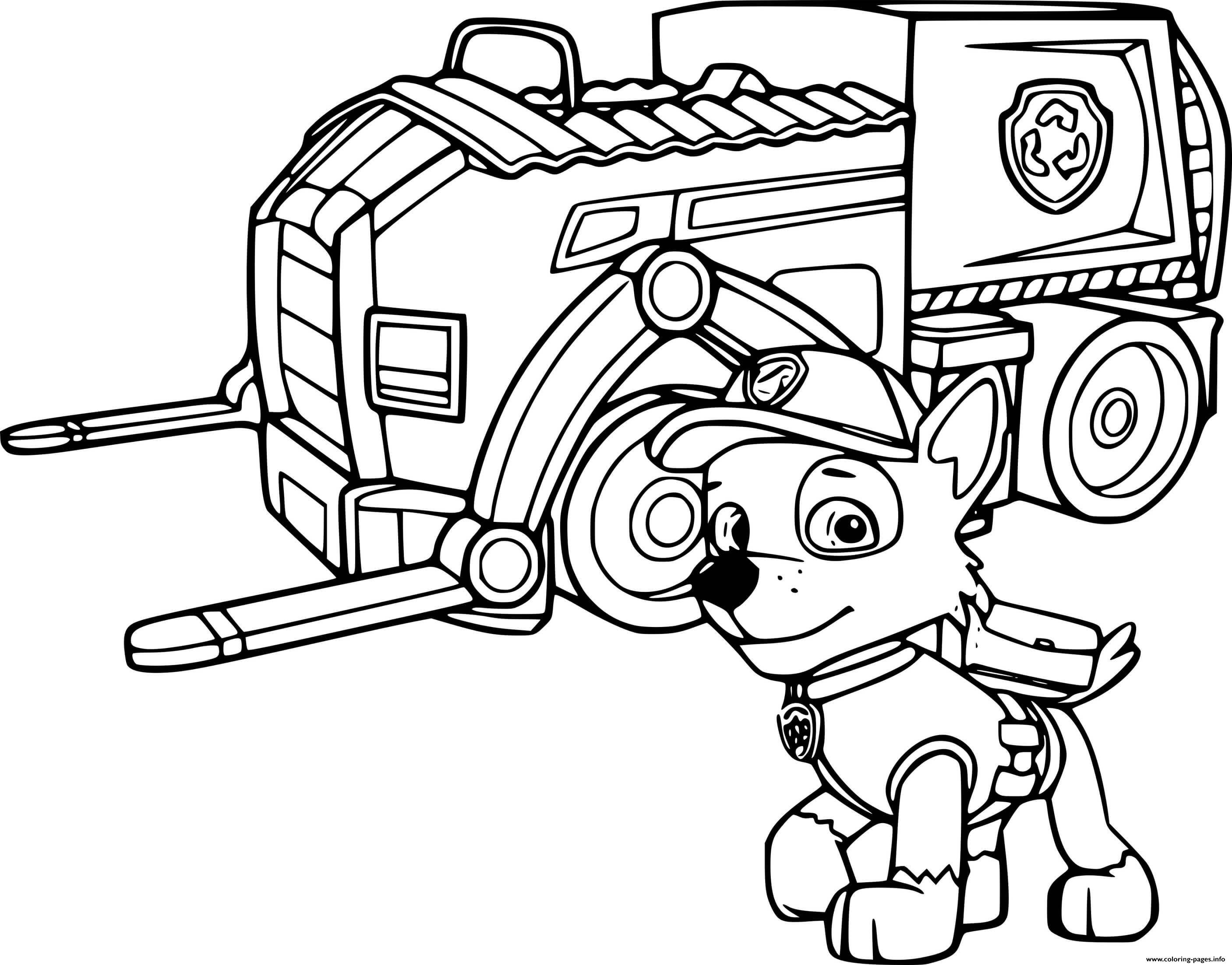 Rocky and his truck coloring page printable