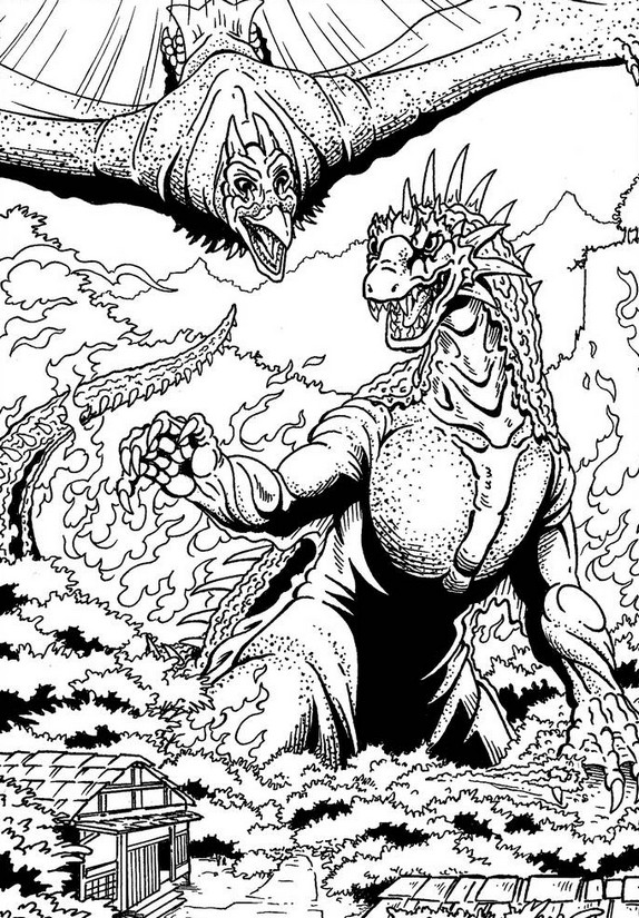 Coloring page godzilla rodan and varan monster coloring pages coloring pages cool coloring pages