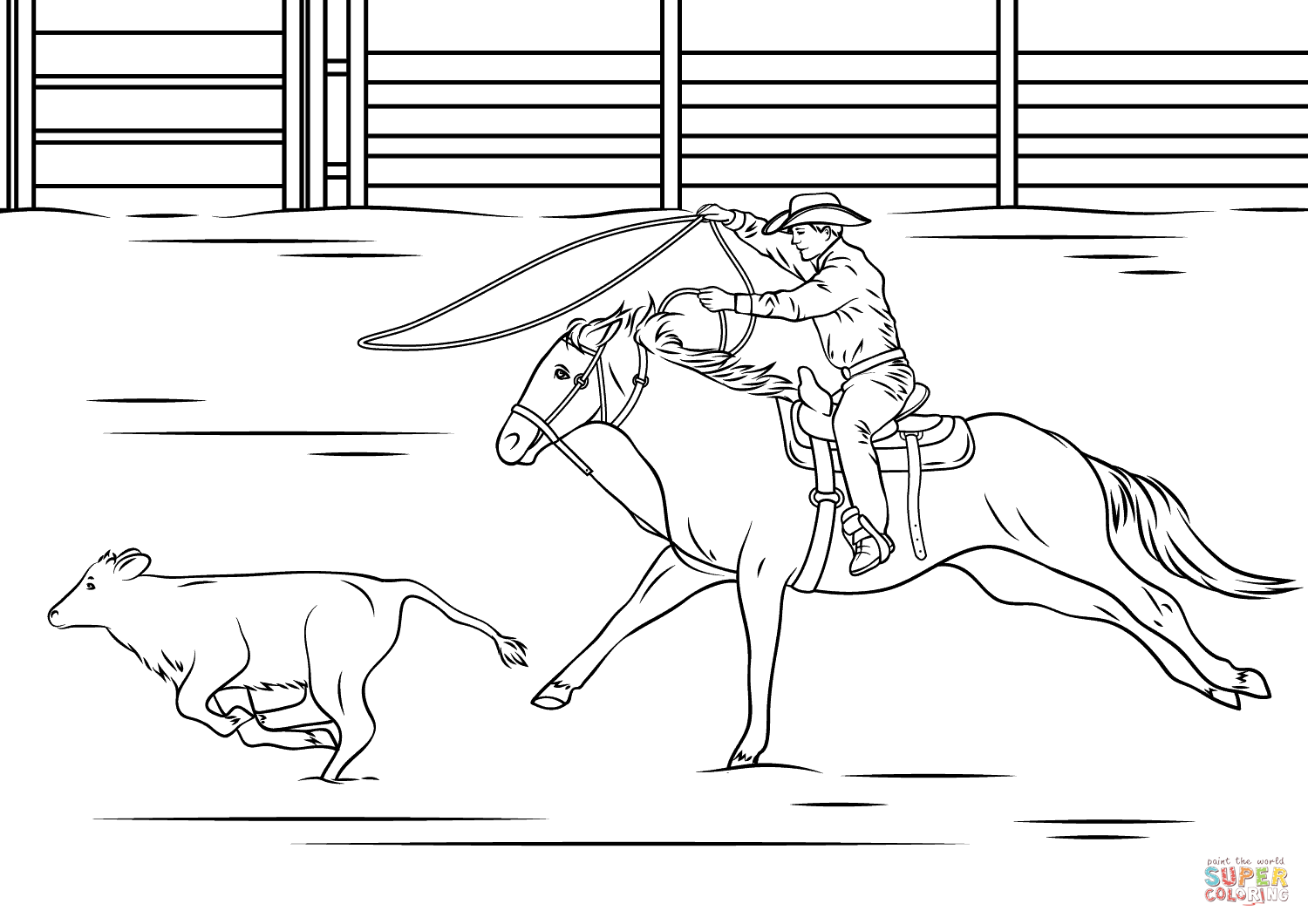 Calf roping rodeo coloring page from rodeo category select from printable crafts of cartoons nature anâ calf roping horse coloring pages horse drawings