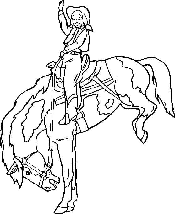 Rodeo bronc riding coloring page