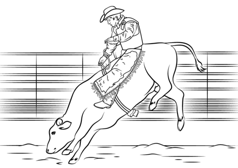 Bull riding coloring page free printable coloring pages