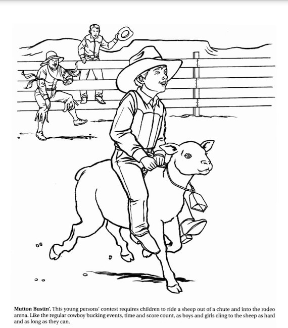 Fun rodeo coloring pictures pages pdf digital download