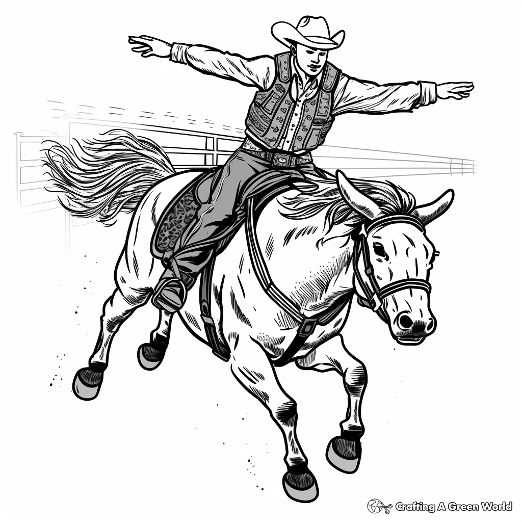 Bull riding coloring pages