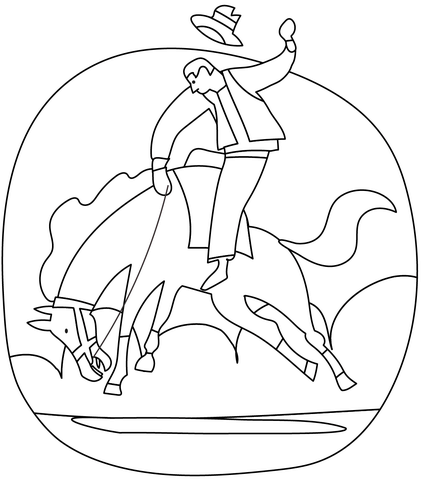 Bronc riding rodeo coloring page free printable coloring pages