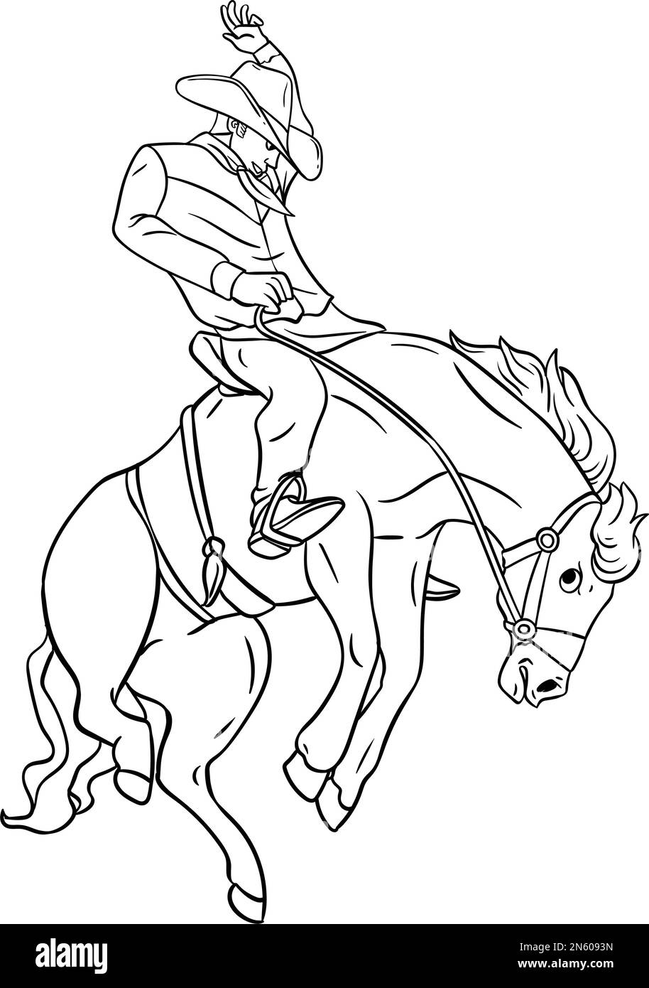 Cowboy horse rodeo isolated coloring page for kids stock vector image art