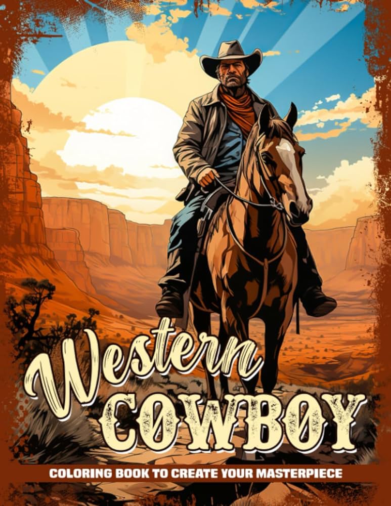 Western cowboy coloring book western rodeo coloring book adult coloring book for men women boys girls west cowboy scenes coloring page stress relief boho coloring book wild western parker sophia