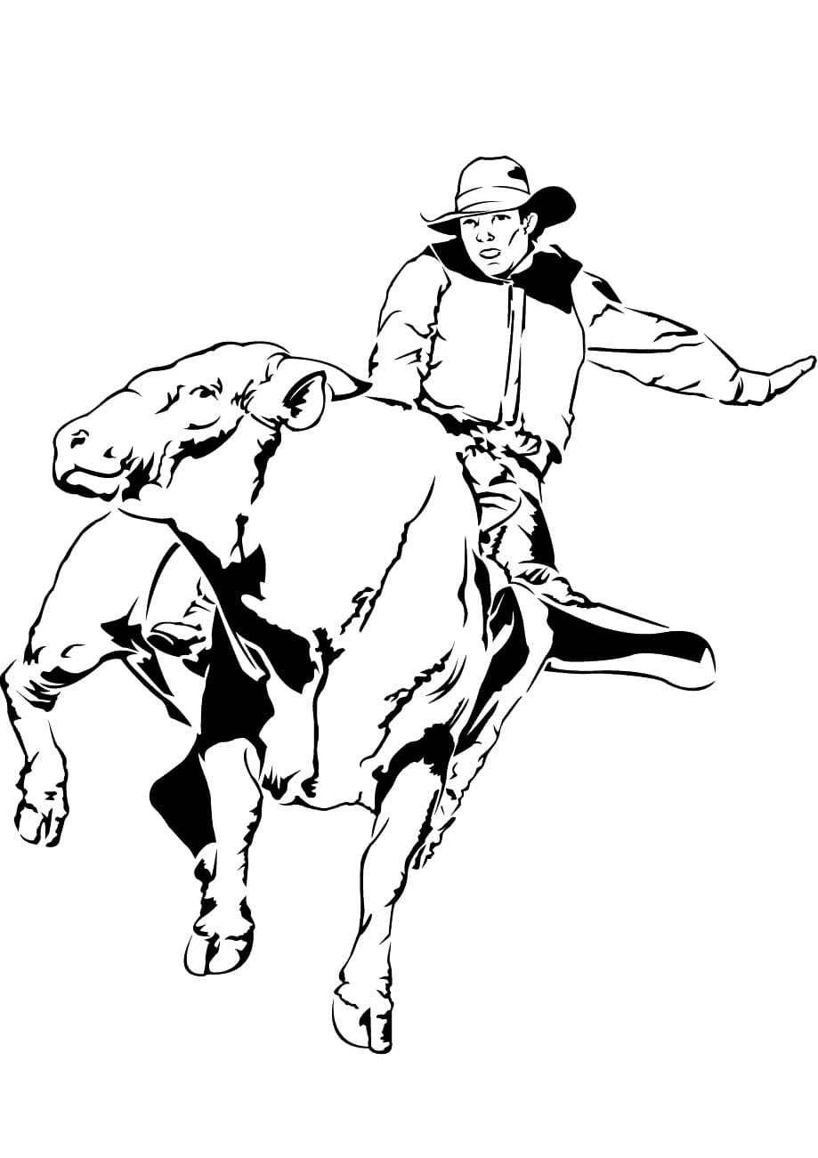 Rodeo bull riding coloring page