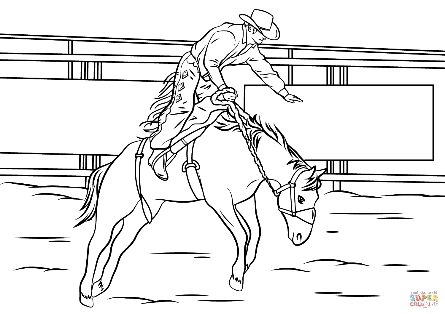 Bronc riding rodeo coloring page free printable coloring pages